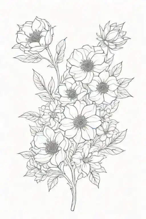 Feb marchJune July August  November flower birth month arm tattoo design idea