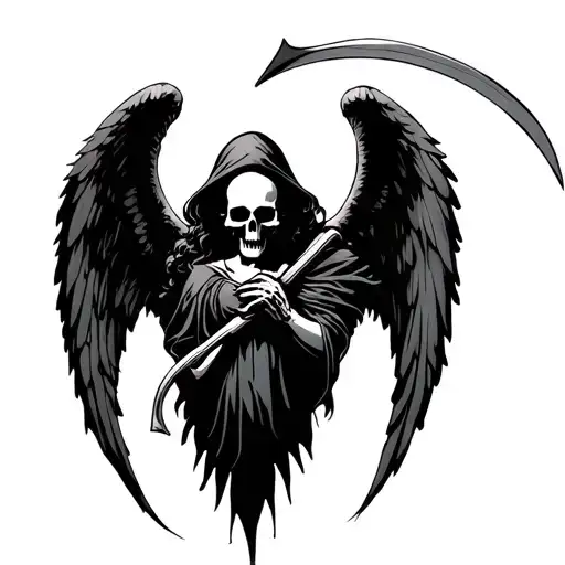 angel of death with a scythe tattoo design idea