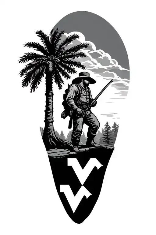 wvu mountaineer and palmetto tree tattoo design idea