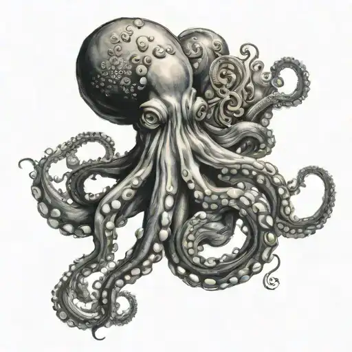 octopus with tentacles money tattoo design idea