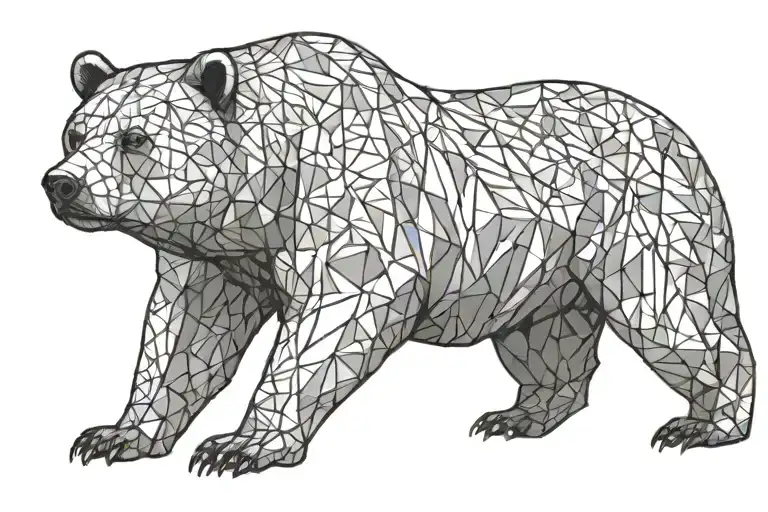 angry bear full body little lines tattoo design idea