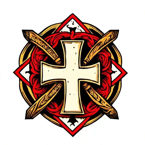 jerusalem cross intertwined tattoo design idea