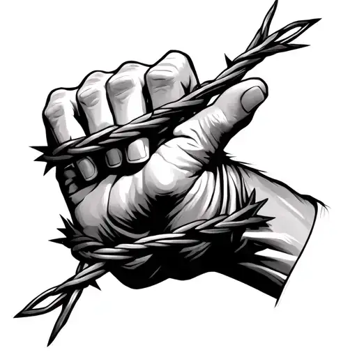 Barbed wire wrapping the wrist tattoo design idea