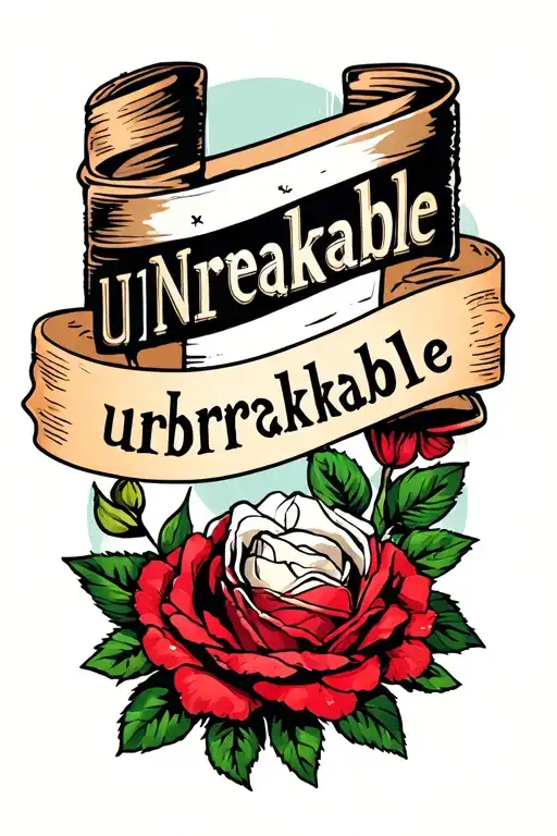 "UNBREAKABLE" Banner saying "unbreakable" tattoo design idea