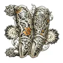 bionic arm sleeve tattoo design idea