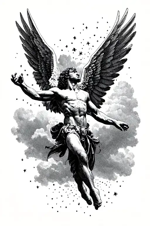 icarus falling from the sky tattoo design idea