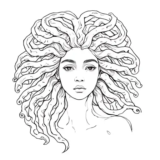 african american medusa with a semi colon tattoo design idea