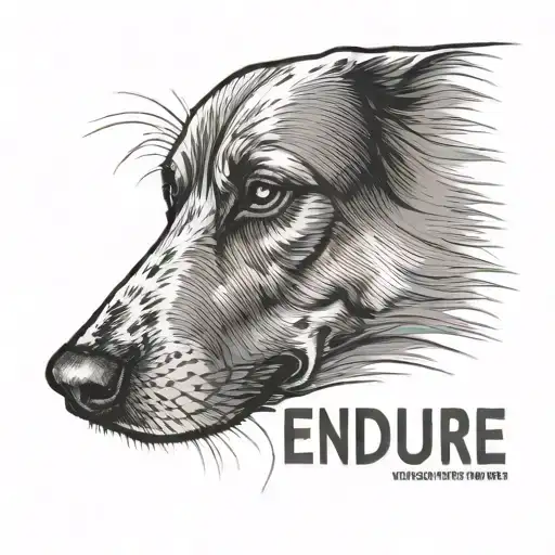 dog nose with word endure tattoo design idea