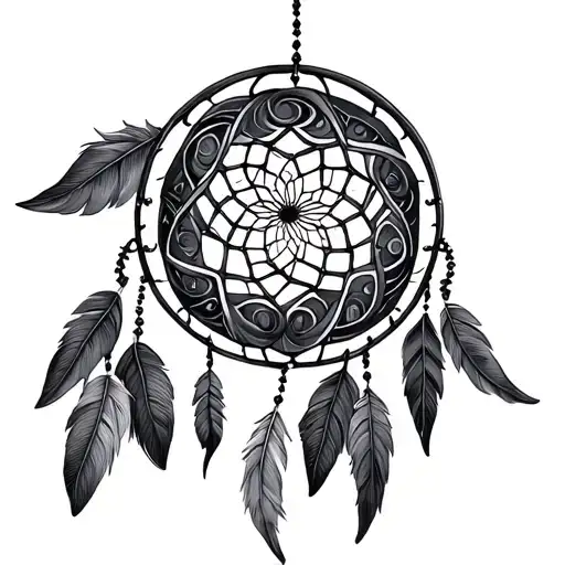 dream catcher entangled tattoo design idea