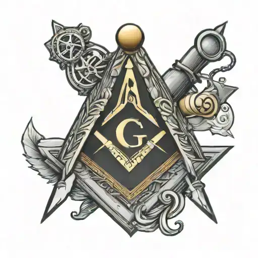 Masonic square and compass tattoo design idea