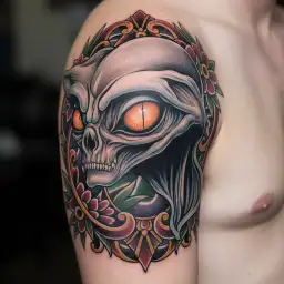 grey alien tattoo design idea