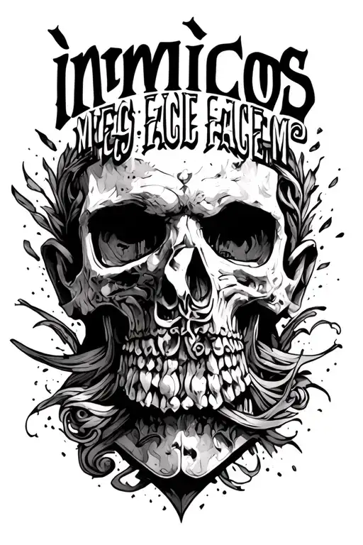 "inmicos meos facie ad faciem" latine words and warior tattoo design idea