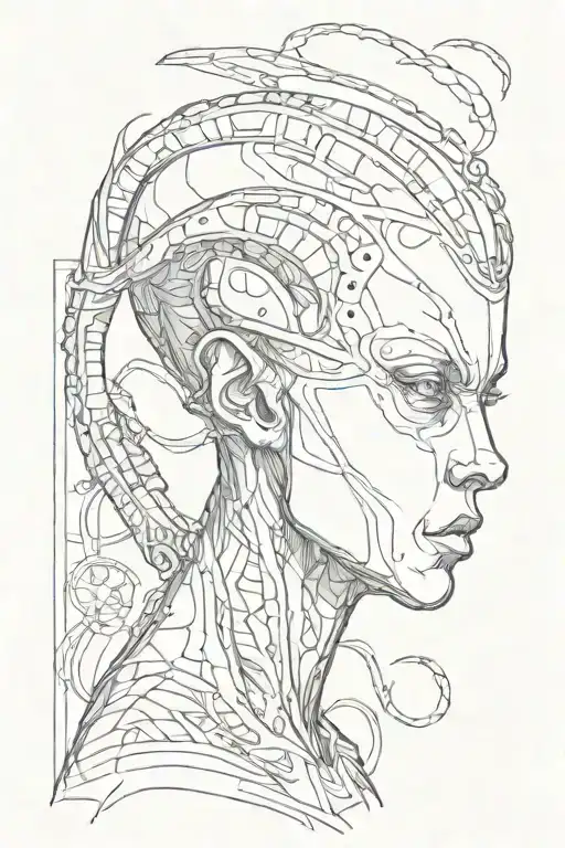 alien silhouette long face tattoo tattoo design idea