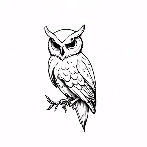 owl skull tattoo design idea