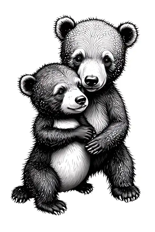 baby bear and momma bear holding tattoo design idea