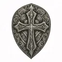 cross inside shield cross royalty tattoo design idea