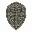cross inside shield cross royalty tattoo design idea