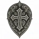 cross inside shield cross royalty tattoo design idea