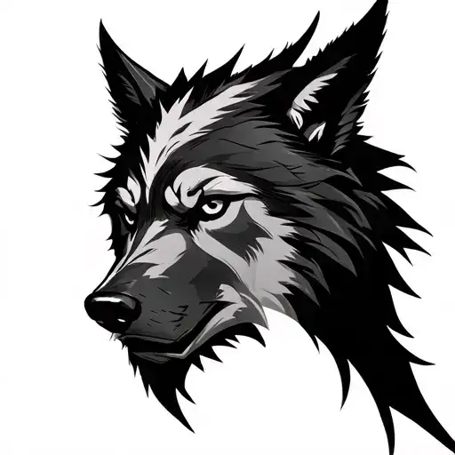 half spartan warrior and half wolf head tattoo design idea