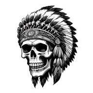 Indian chief skull faced sideways tattoo design idea