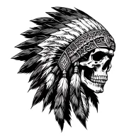 Indian chief skull faced sideways tattoo design idea