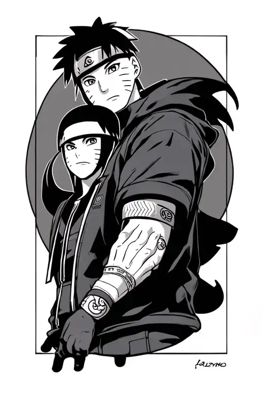 naruto and rock lee sleeve inspired tattoo design idea
