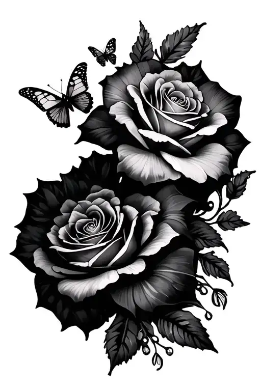 thigh to knee tattoo, zaliyah-rose, Samoan tribal, flowers, and butterflies  tattoo design idea