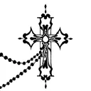 cross rosary with crown tattoo design idea