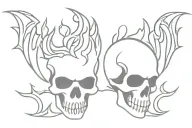 skull tramp stamp tattoo with flames coming out of the sides  tattoo design idea