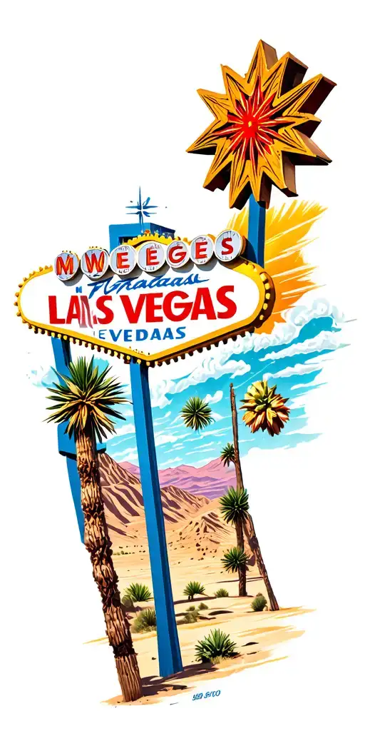 Nevada desert turning into Las Vegas sleeve tattoo design idea