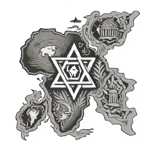 Map of Africa with the star of david   tattoo design idea