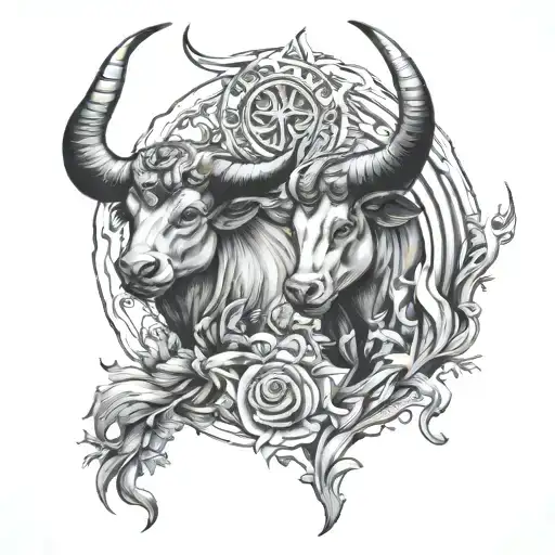Gemini Taurus tattoo design idea