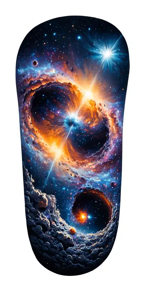 outerspace galaxy filled with stars add craters tattoo design idea