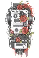 motherboard, computer, flower, vine tattoo design idea