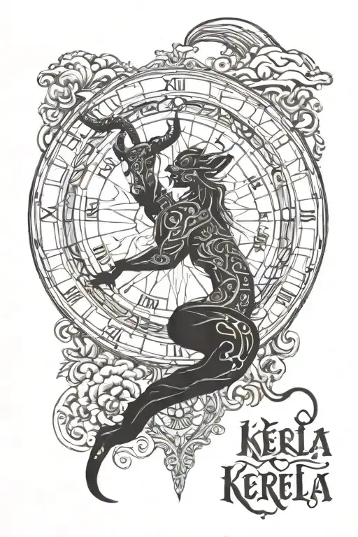 kerela,Travel, Capricorn,Time tattoo design idea