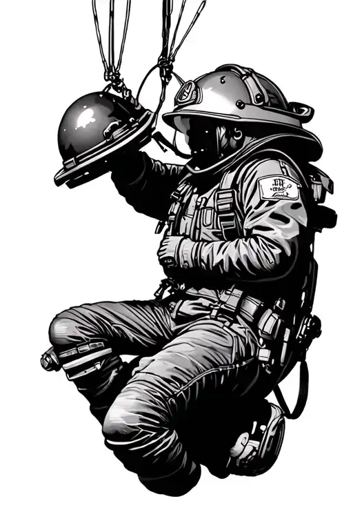 firefighter skydiving scene tattoo design idea