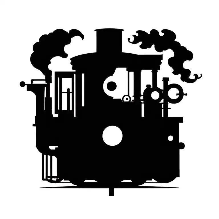 engine steam train tattoo design idea