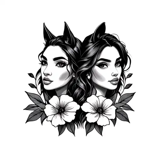 names Bronco & Selena Flowers tattoo design idea