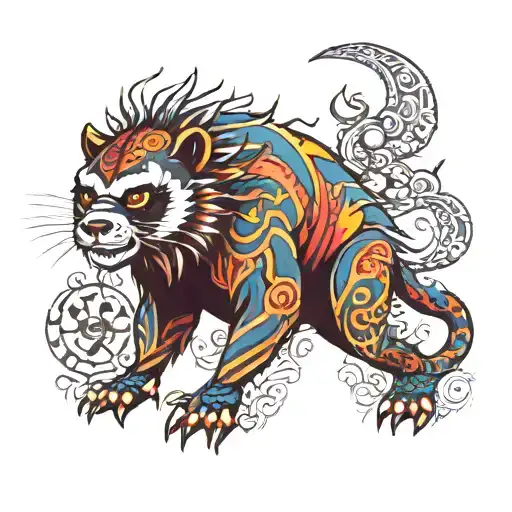 Alebrije of Raccoon, Gorilla, Wolf, Pig, Panda, Duck, Penguin, Owl, Lion and Dragon tattoo design idea
