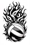 Flame volleyball tattoo design idea