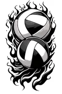 Flame volleyball tattoo design idea