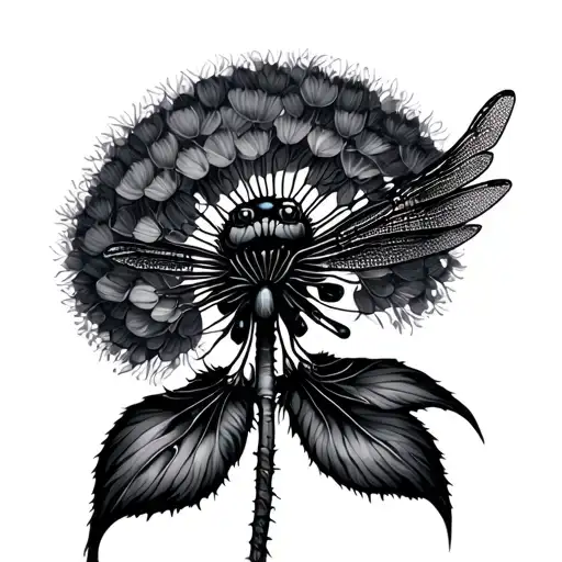 Dragonfly Dandelion tattoo design idea