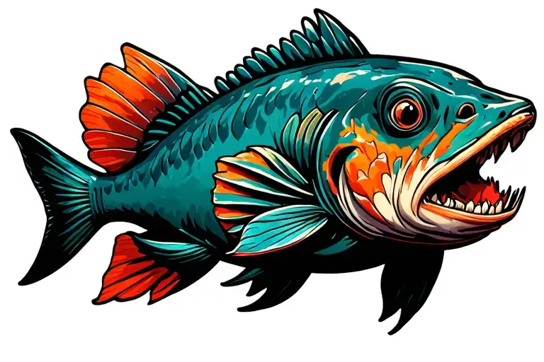 piranha with narcsisstic abuse survivor scales made tattoo design idea