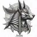 Anubis Egyptian god tattoo design idea