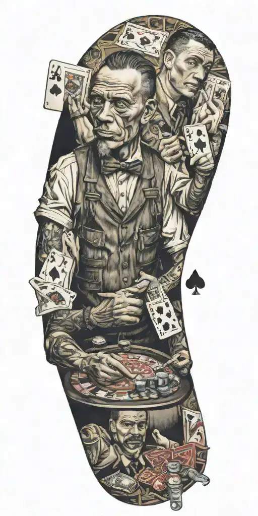 gangster groomers playing poker tattoo design idea