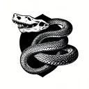 a snake skeleton wrapping around collar bone tattoo design idea