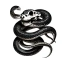 a snake skeleton wrapping around collar bone tattoo design idea