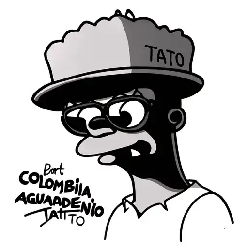 Bart Simpson tattoo with Colombian Aguadeño hat and dark glasses tattoo design idea