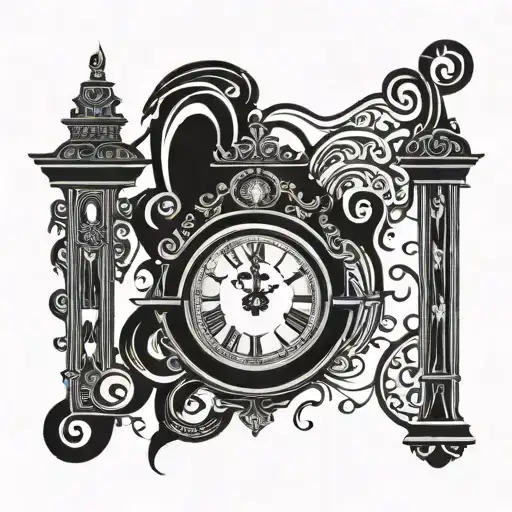 grandfather clock tattoo design idea