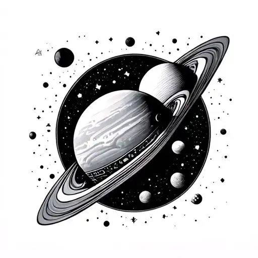space theme tattoo with celestial body tattoo design idea